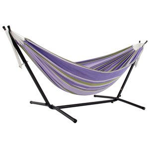 Vivere Double Hammock - Cotton - with Steel Stand and Carry Bag - Tranquility