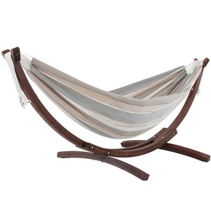 Hamac double Sunbrella de Vivere avec support en pin massif, Dove