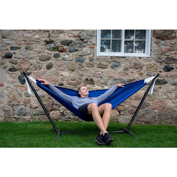 Vivere Double Hammock - Polyester - with Stand - Royal Blue