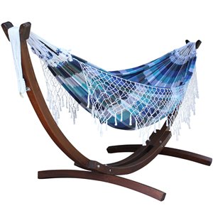 Hamac double brésilien en coton de Vivere avec support en pin massif, Marina