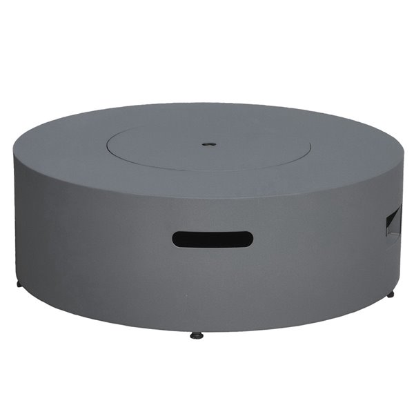 Paramount Concrete-Look Aluminum Round Fire Table - 38.19-in - 55,000 BTU- Concrete Gray