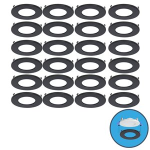 Garniture de couleur pour luminaires Ultra Mince de Nadair, 24 pieces, noir