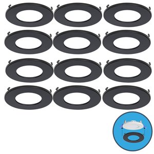 Nadair Ultra Slim Clip on Colour Trim for Panel Light - 12 Pack - Black