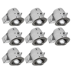 Nadair LED Swivel Recessed Lights - 8 Pack - 4-in - Brushed Nickel