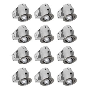 Nadair LED Swivel Recessed Lights - 12 Pack - 3-in - Brushed Nickel