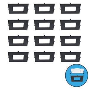 Nadair Ultra Slim Clip on Colour Trim for LED Panel Light - 12 Pack - Black