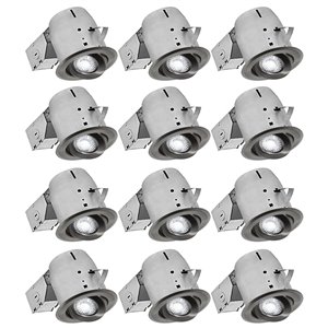 Nadair LED Swivel Recessed Lights - 12 Pack - 4-in - Brushed Nickel
