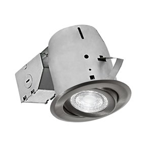 Luminaires encastrés à DEL rond pivotants de Nadair, 4 po, nickel brossé