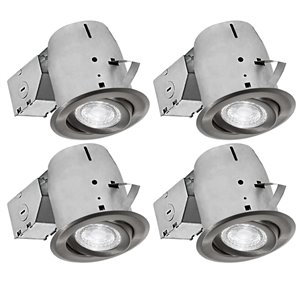Luminaires encastrés à DEL pivotants de Nadair, 4 mcx, 4 po, nickel brossé
