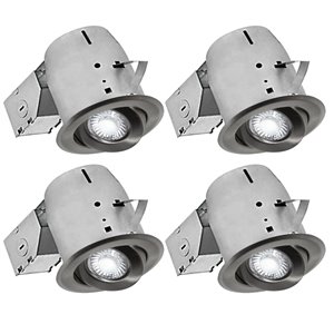 Nadair LED Swivel Recessed Lights - 4 Pack - 4-in - Brushed Nickel