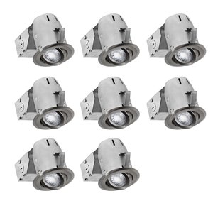 Nadair LED Swivel Recessed Lights - 8 Pack - 3-in - Brushed Nickel