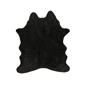 Lifestyle Faux Cowhide Black Indoor Machine-Made Area Rug - 5.25-in x 7.5-in