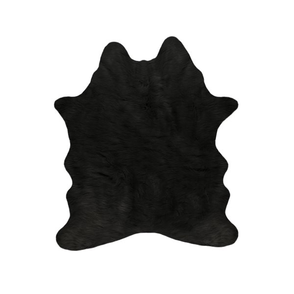 Tapis intérieur en faux cuir de vache fait à la machine Luxe de Lifestyle, 5,25 po x 7,5 po, noir