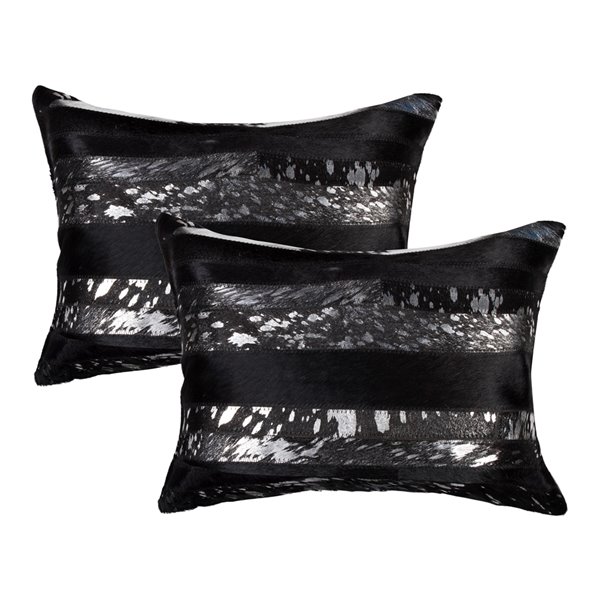 Natural by Lifestyle Torino Cowhide Madrid 2-Piece Black and Silver 12 ...