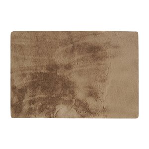 Lifestyle Faux Rabbit Taupe Indoor Machine-Made Area Rug - 5-in x 8-in