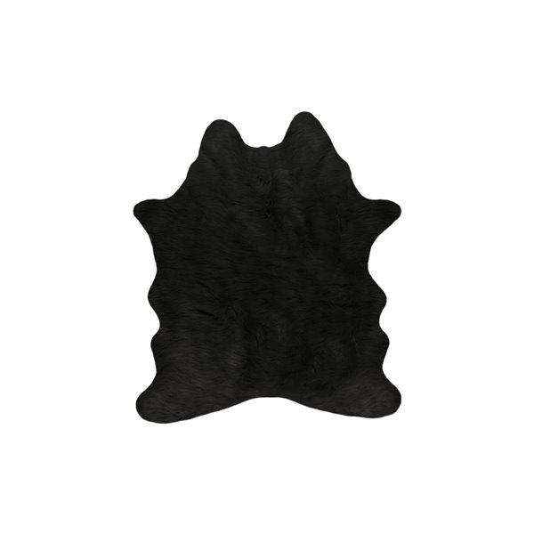 Tapis intérieur en faux cuir de vache fait à la machine Luxe de Lifestyle, 4,25 po x 5 po, noir