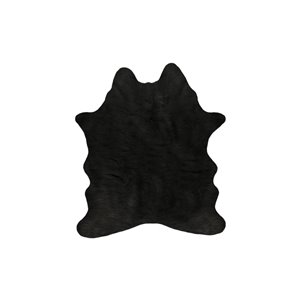 Tapis intérieur en faux cuir de vache fait à la machine Luxe de Lifestyle, 4,25 po x 5 po, noir