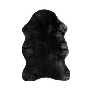 Tapis décoratif intérieur en faux lapin fait à la machine Luxe de Lifestyle, 2 po x 3 po, noir