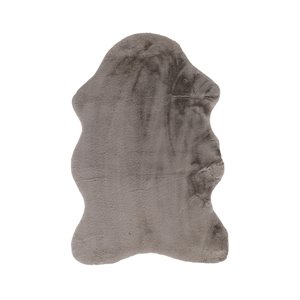 Tapis décoratif intérieur en faux lapin fait à la machine Luxe de Lifestyle, 2 po x 3 po, gris