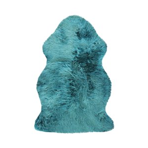 Tapis intérieur en peau de mouton fait à la main Milan Natural de Lifestyle, 2 po x 3 po, bleu acier