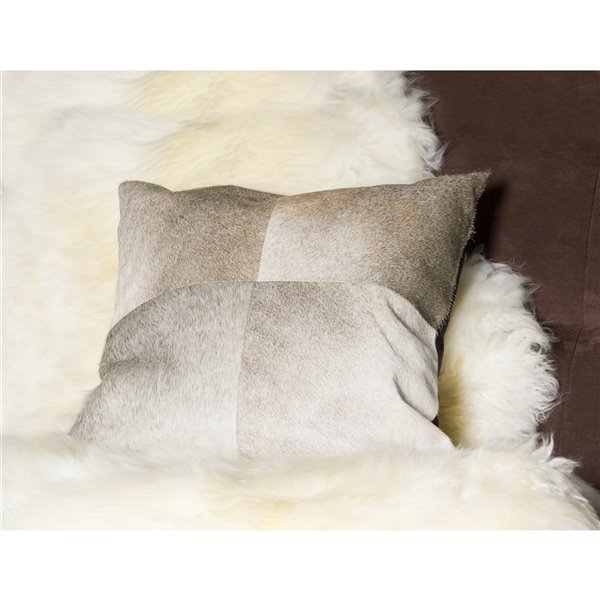 Natural by Lifestyle Torino Cowhide Quattro 2-Piece Gray 18-in x 18-in Square Indoor Decorative Pillow