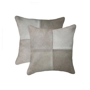 Natural by Lifestyle Torino Cowhide Quattro 2-Piece Gray 18-in x 18-in Square Indoor Decorative Pillow