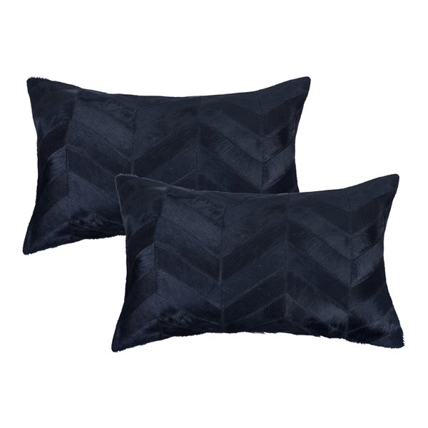 Natural by Lifestyle Torino Cowhide Chevron 2-Piece Black 12-in x 20-in Rectangular Indoor Decorative Pillow