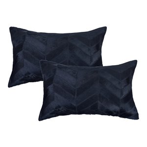 Natural by Lifestyle Torino Cowhide Chevron 2-Piece Black 12-in x 20-in Rectangular Indoor Decorative Pillow