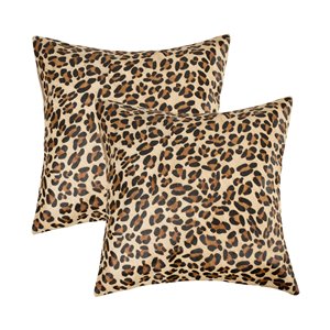 Natural by Lifestyle Torino Cowhide Togo 2-Piece Leopard 18-in x 18-in Square Indoor Decorative Pillow