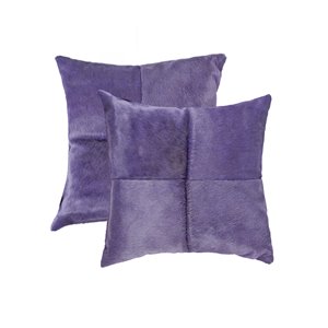 Natural by Lifestyle Torino Cowhide Quattro 2-Piece Purple 18-in x 18-in Square Indoor Decorative Pillow