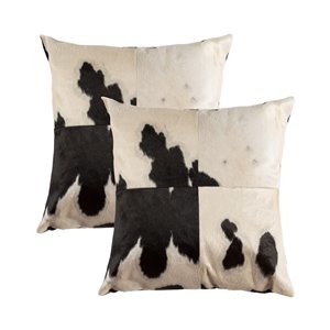 Natural by Lifestyle Torino Cowhide Quattro 2-Piece Black/White 18-in x 18-in Square Indoor Decorative Pillow