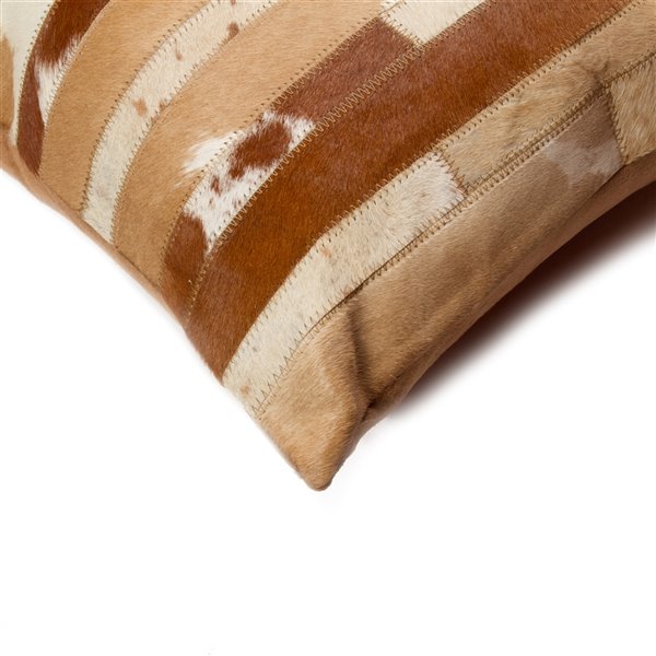 Natural by Lifestyle Torino Cowhide Madrid 2-Piece Brown and White 18-in x 18-in Square Indoor Decorative Pillow