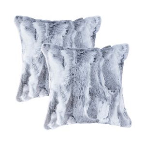 Natural by Lifestyle Rabbit Fur 2-Piece Gray 18-in x 18-in Square Indoor Decorative Pillow