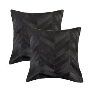 Natural by Lifestyle Torino Cowhide Chevron 2-Piece Black 18-in x 18-in Square Indoor Decorative Pillow