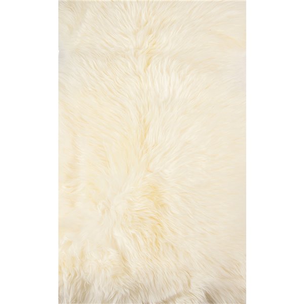 Tapis intérieur en peau de mouton fait à la main Milan Natural de Lifestyle, 2 po x 3 po, ivoire