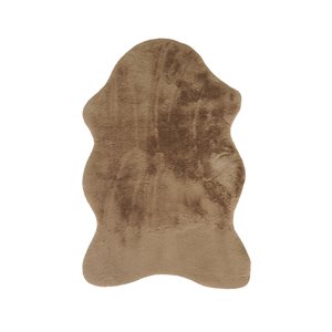 Lifestyle Faux Rabbit Taupe Indoor Machine-Made Area Rug - 2-in x 3-in