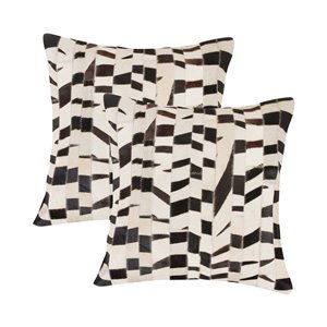 Natural by Lifestyle Torino Cowhide Madrid 2-Piece Zebra 18-in x 18-in Square Indoor Decorative Pillow