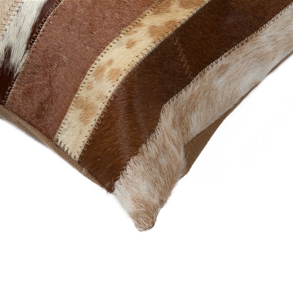 Natural by Lifestyle Torino Cowhide Madrid 2-Piece Brown and White 12-in x 20-in Rectangular Indoor Decorative Pillow