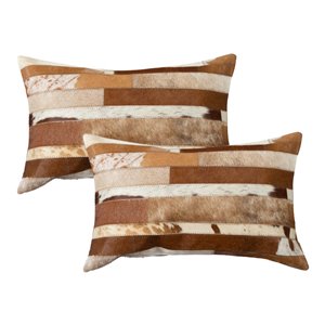 Natural by Lifestyle Torino Cowhide Madrid 2-Piece Brown and White 12-in x 20-in Rectangular Indoor Decorative Pillow