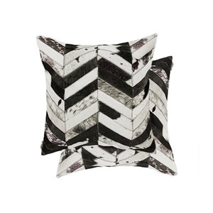 Natural by Lifestyle Torino Cowhide Chevron 2-Piece Black and Natural 18-in x 18-in Square Indoor Decorative Pillow