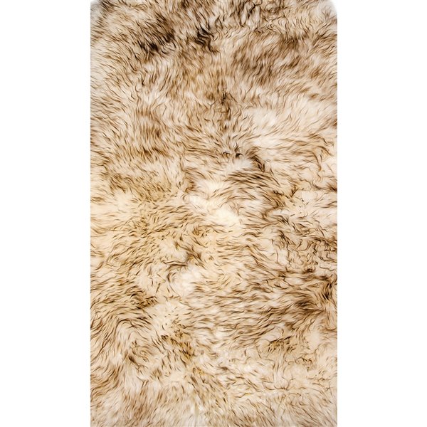 Tapis intérieur en peau de mouton fait à la main Milan Natural de Lifestyle, 2 po x 3 po, lin fonce