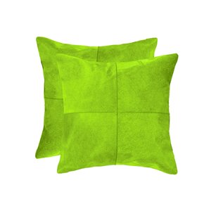 Natural by Lifestyle Torino Cowhide Quattro 2-Piece Lime 18-in x 18-in Square Indoor Decorative Pillow
