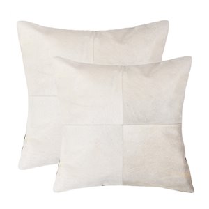 Oreillers carrés en peau de vache Torino Quattro de Natural de Lifestyle, 18 po x 18 po, blanc, 2 mcx