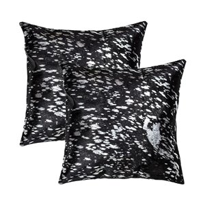 Natural by Lifestyle Torino Cowhide Scotland 2-Piece Black and Silver 18-in x 18-in Square Indoor Decorative Pillow