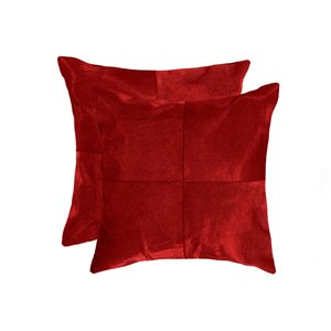 Natural by Lifestyle Torino Cowhide Quattro 2-Piece Red 18-in x 18-in Square Indoor Decorative Pillow