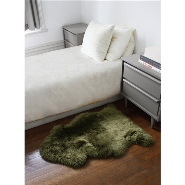 Tapis intérieur en peau de mouton fait à la main Milan Natural de Lifestyle, 2 po x 3 po, khaki