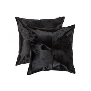Natural by Lifestyle Torino Cowhide Quattro 2-Piece Black 18-in x 18-in Square Indoor Decorative Pillow