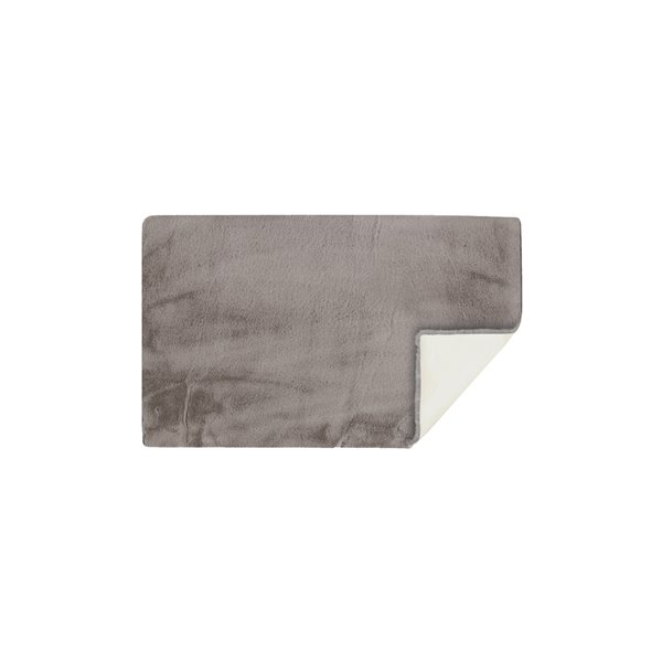 Tapis décoratif intérieur en faux lapin fait à la machine Luxe de Lifestyle, 3 po x 5 po, gris