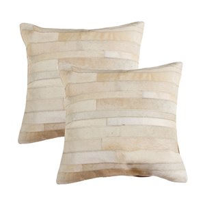 Natural by Lifestyle Torino Cowhide Madrid 2-Piece Natural 18-in x 18-in Square Indoor Decorative Pillow