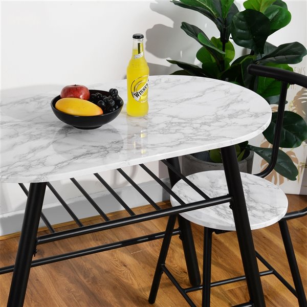 Furniturer Kitchen Breakfast Dining Set 3 Pieces White 0300100014075 Rona Furniturer Kitchen Breakfast Dining Set, Breakfast Round Table